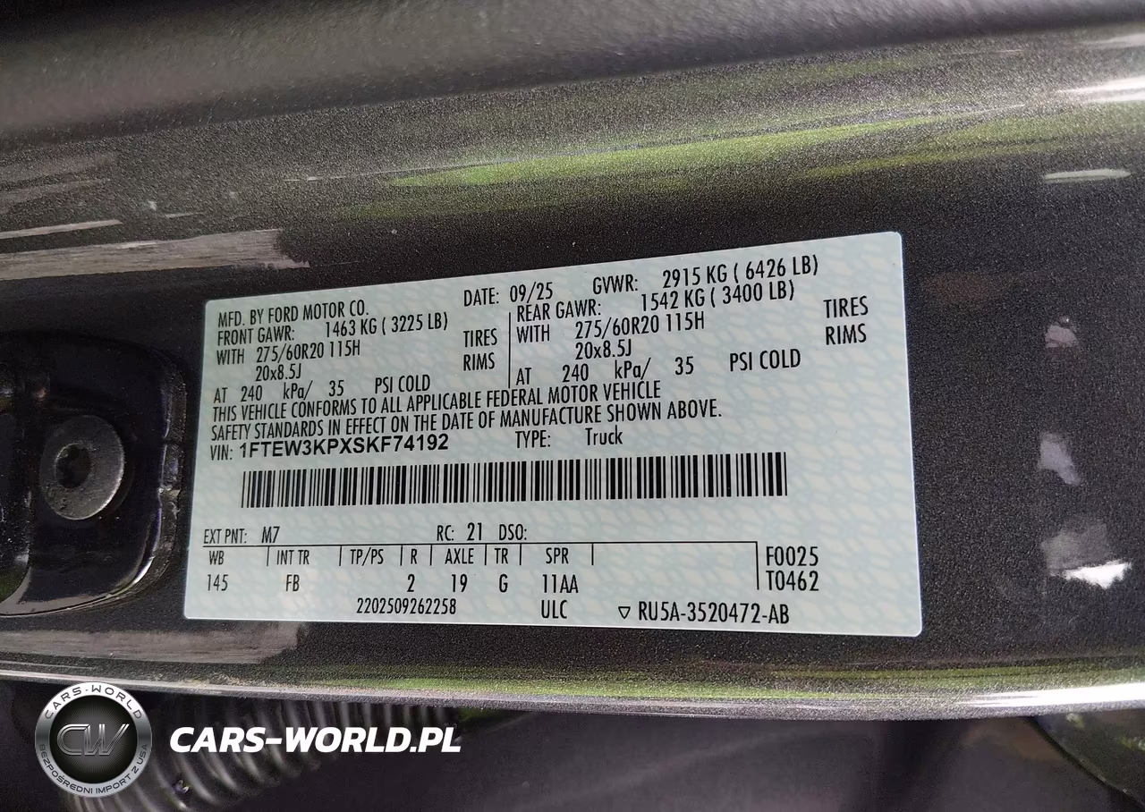2025 Ford F-150 Xlt VIN:1FTEW3KPXSKF74192 - 9