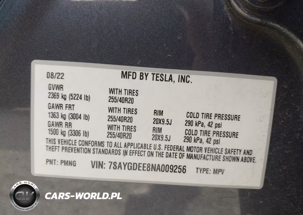 2022 Tesla Model Y Long Range Dual Motor All-Wheel Drive VIN:7SAYGDEE8NA009256 - 9