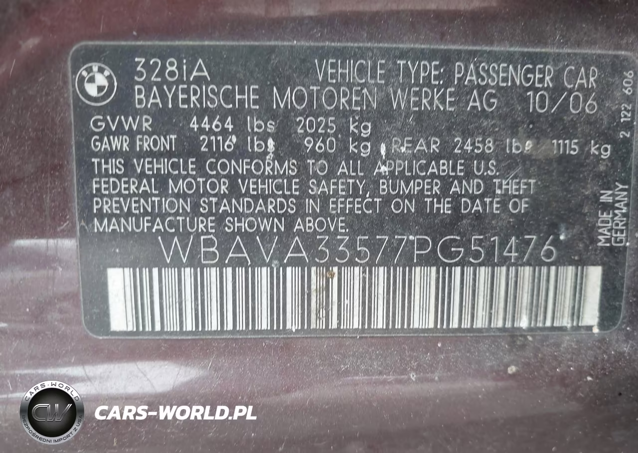 2007 BMW 328I VIN:WBAVA33577PG51476 - 9
