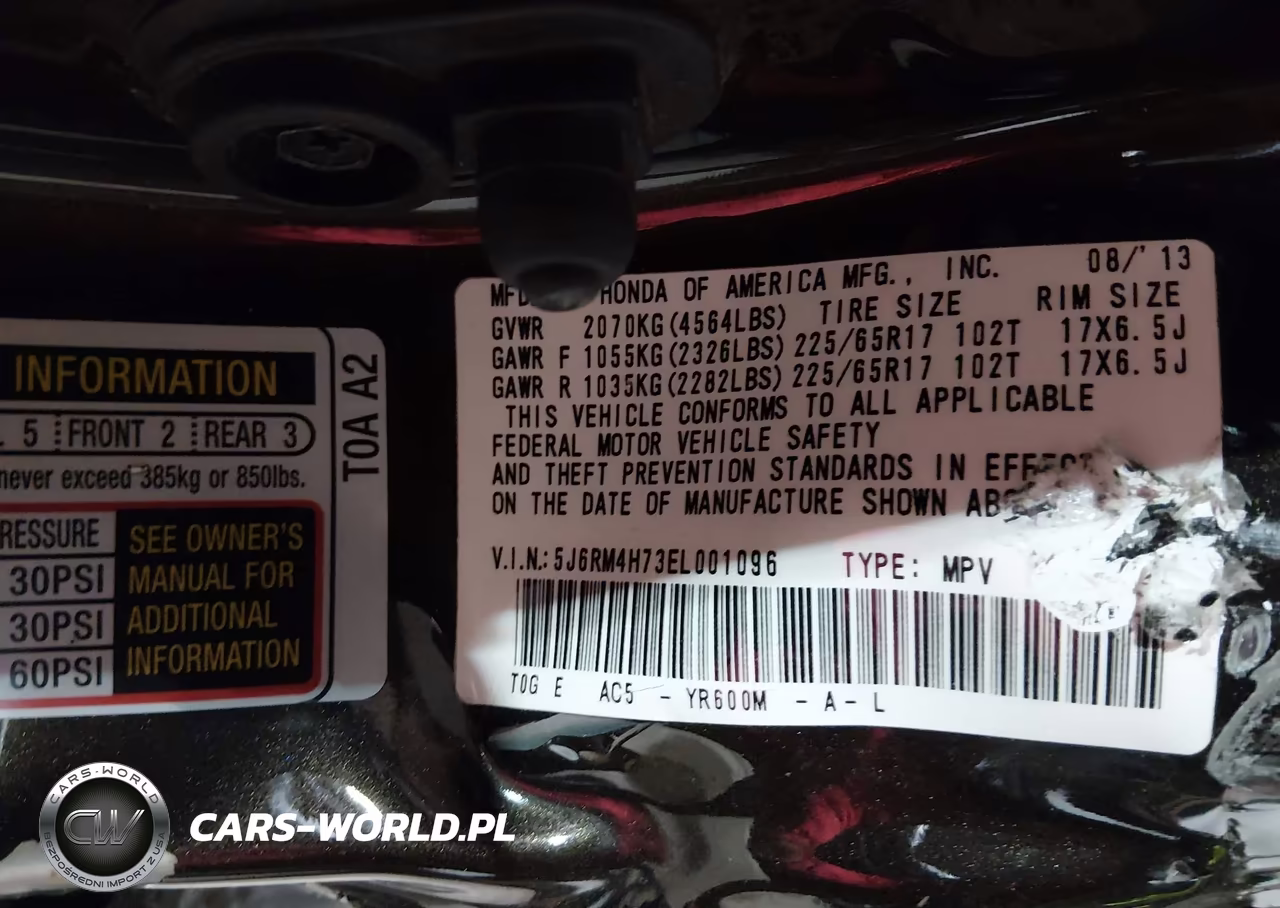 2014 Honda Cr-V Ex-L VIN:5J6RM4H73EL001096 - 9