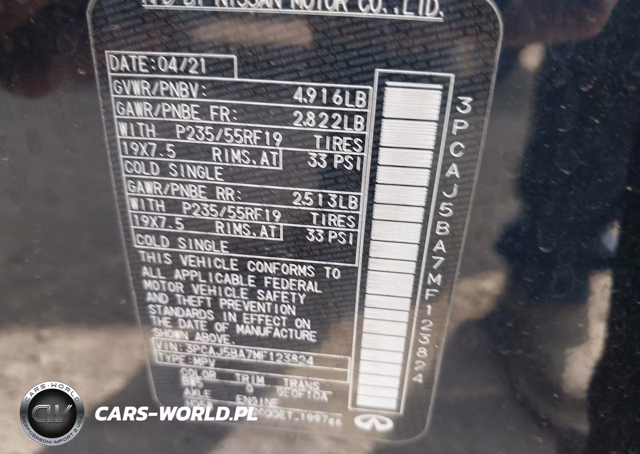 2021 Infiniti Qx50 Luxe VIN:3PCAJ5BA7MF123824 - 9