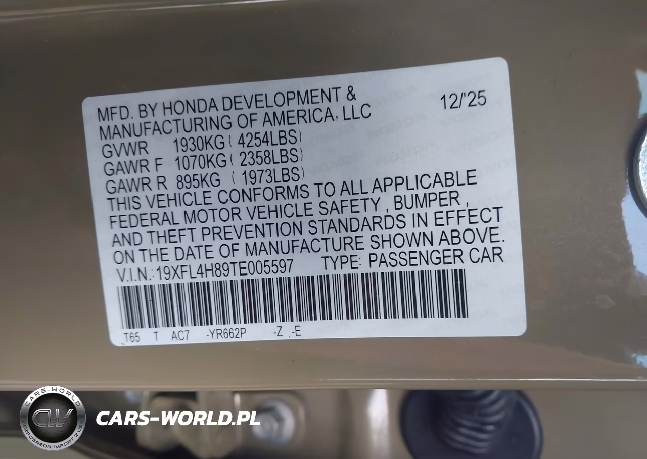 2026 Honda Civic Hybrid Sport VIN:19XFL4H89TE005597 - 9