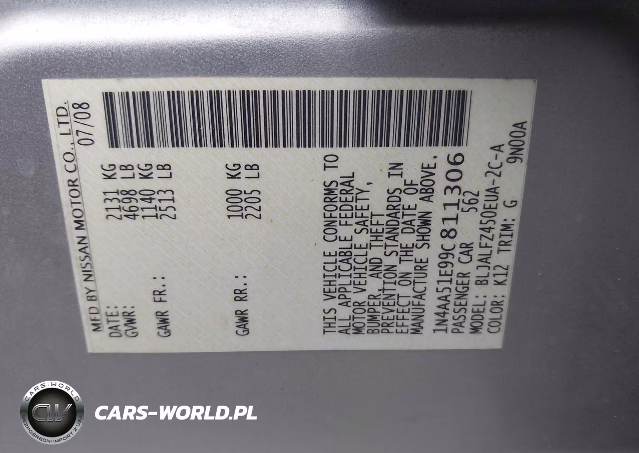2009 Nissan Maxima 3.5 Sv VIN:1N4AA51E99C811306 - 9