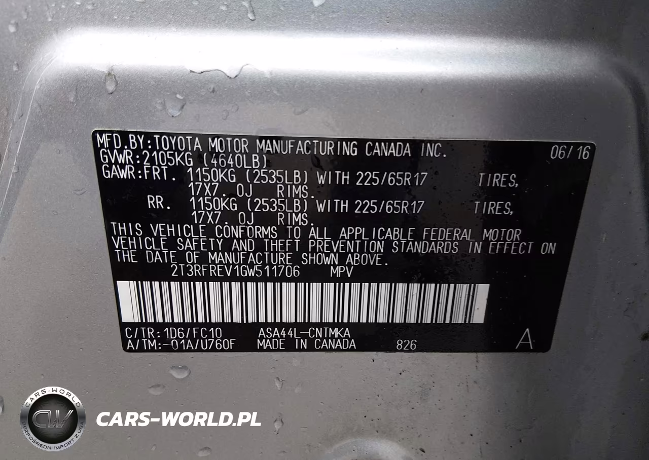2016 Toyota Rav4 Xle VIN:2T3RFREV1GW511706 - 9
