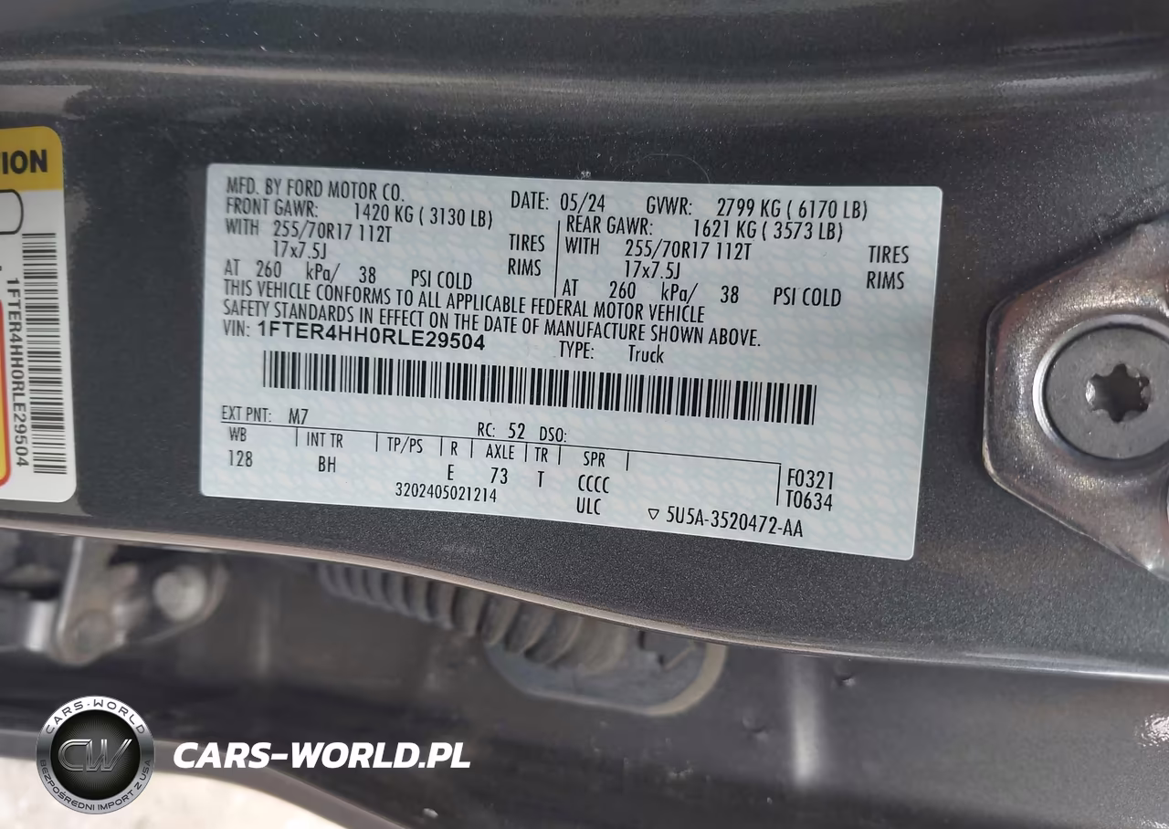 2024 Ford Ranger Xlt VIN:1FTER4HH0RLE29504 - 9