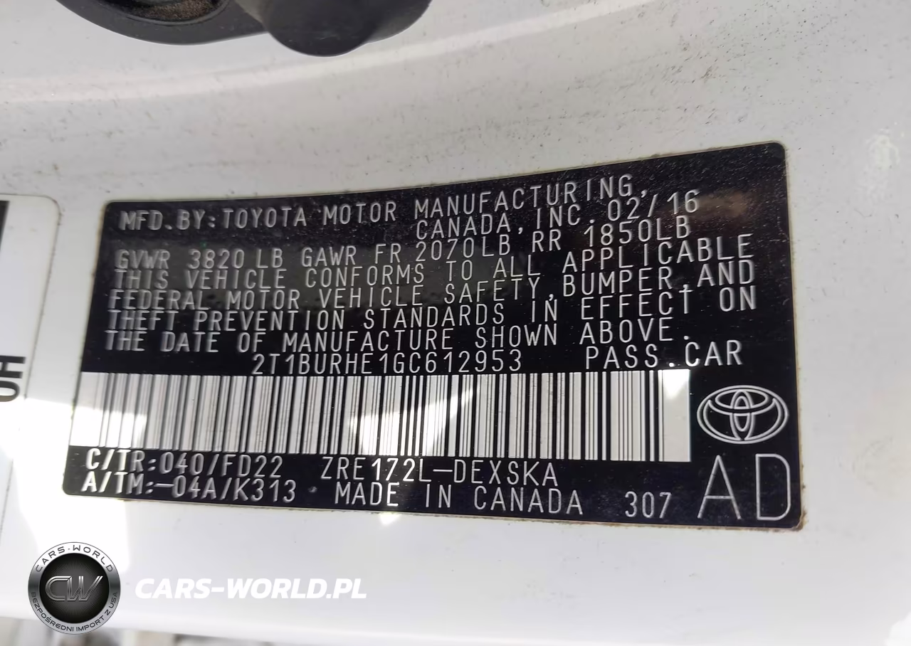 2016 Toyota Corolla S Plus VIN:2T1BURHE1GC612953 - 9
