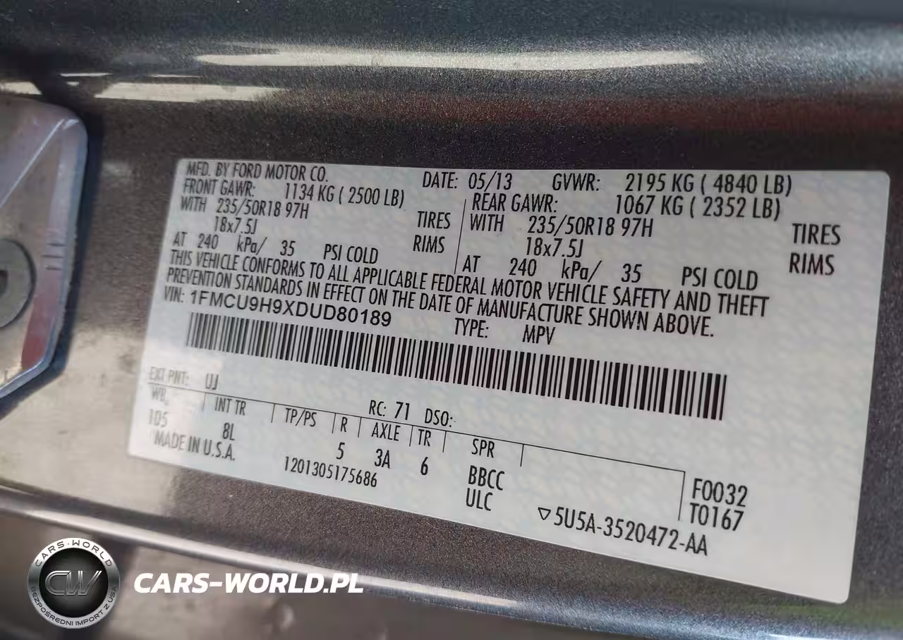 2013 Ford Escape Sel VIN:1FMCU9H9XDUD80189 - 9