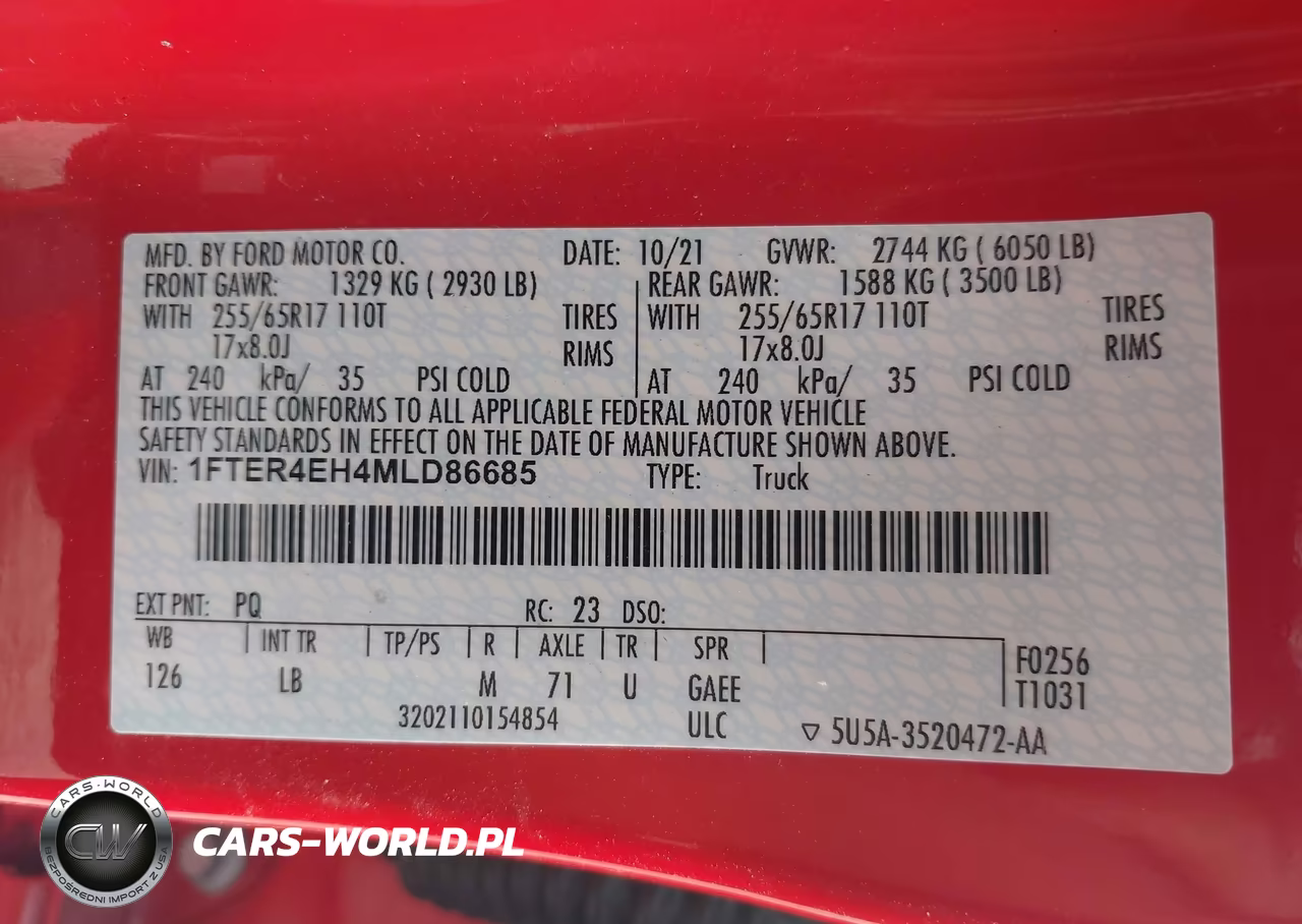 2021 Ford Ranger Xlt VIN:1FTER4EH4MLD86685 - 9