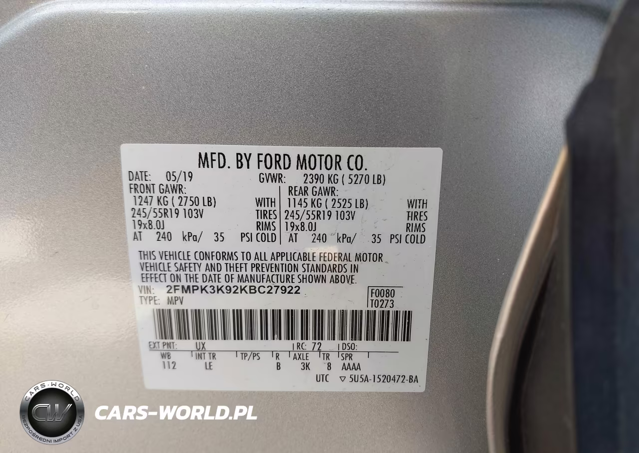 2019 Ford Edge Titanium VIN:2FMPK3K92KBC27922 - 9