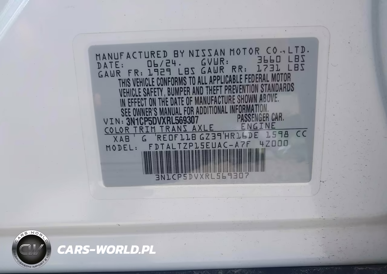 2024 Nissan Kicks Sr Xtronic Cvt VIN:3N1CP5DVXRL569307 - 9