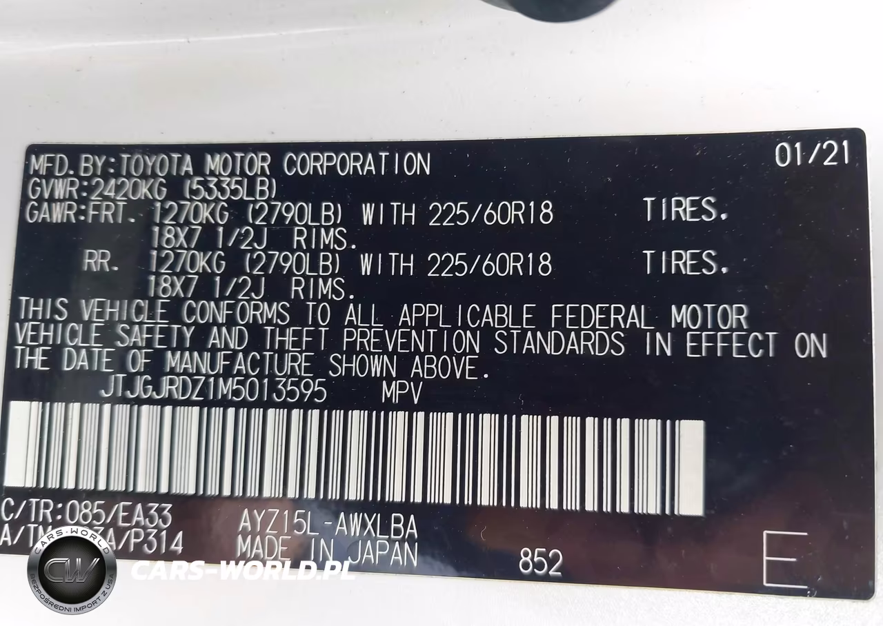 2021 Lexus Nx 300H VIN:JTJGJRDZ1M5013595 - 9