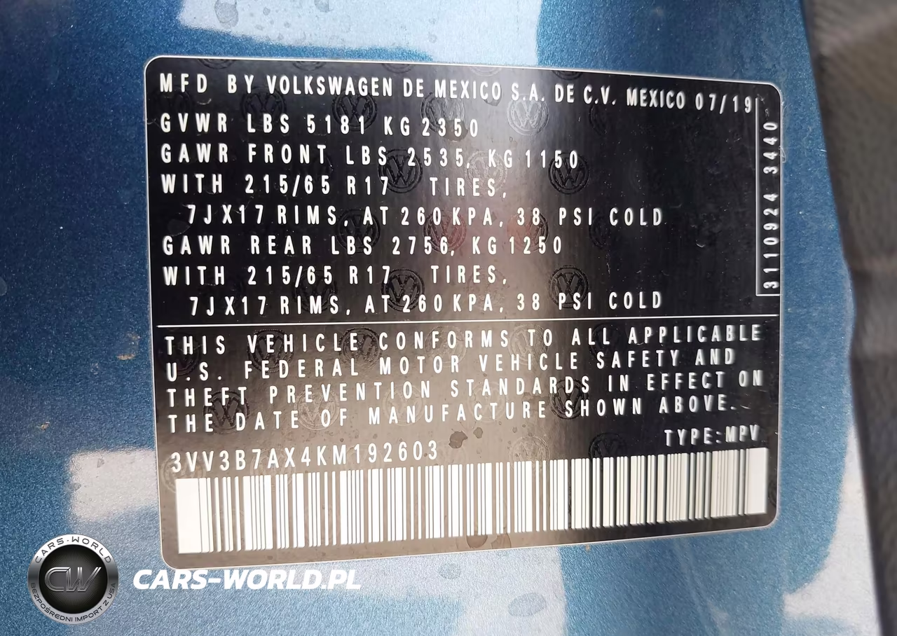 2019 Volkswagen Tiguan 2.0T Se-2.0T Sel-2.0T Sel R-Line-2.0T Sel R-Line Black VIN:3VV3B7AX4KM192603 - 9