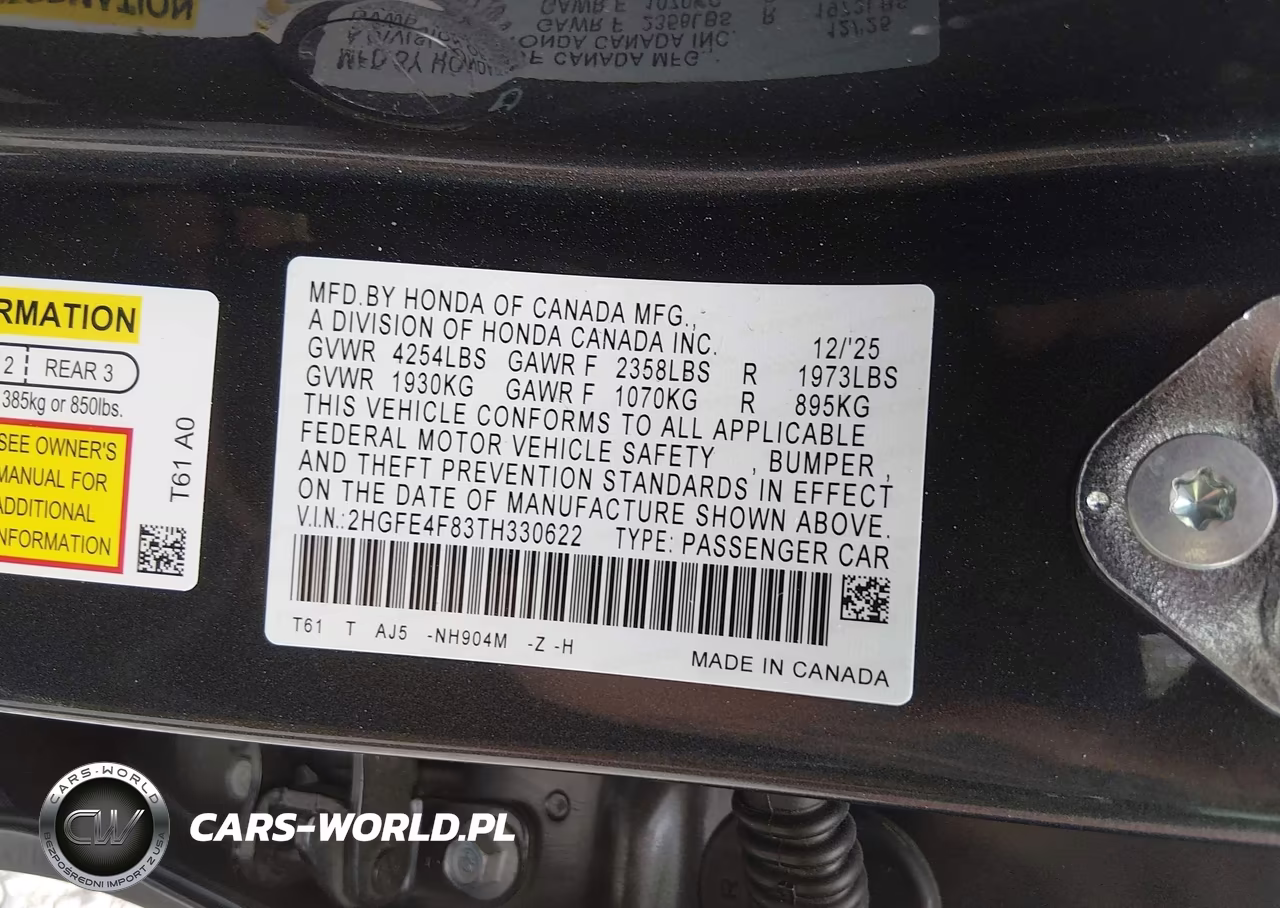 2026 Honda Civic Hybrid Sport-Sport Touring VIN:2HGFE4F83TH330622 - 9