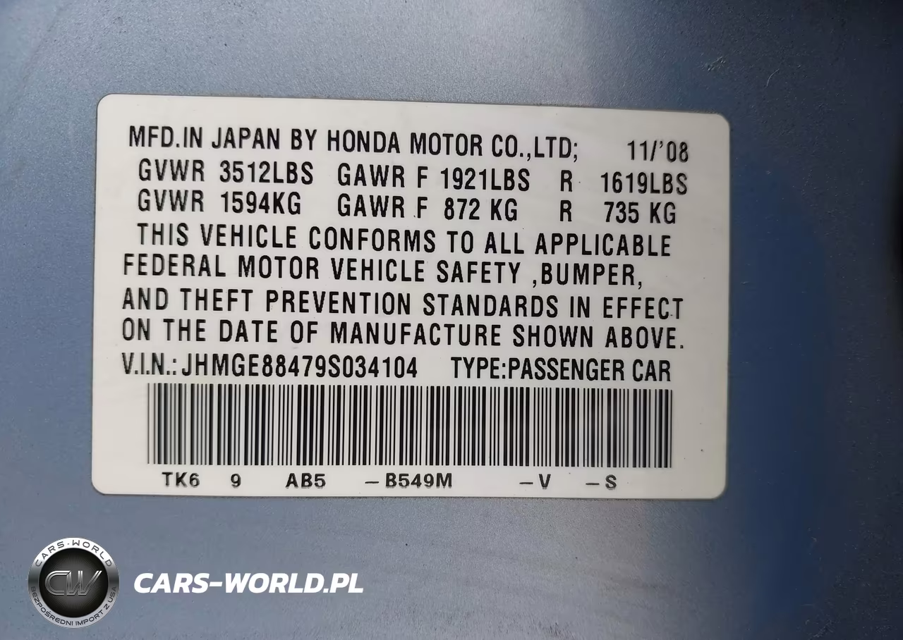 2009 Honda Fit Sport VIN:JHMGE88479S034104 - 9