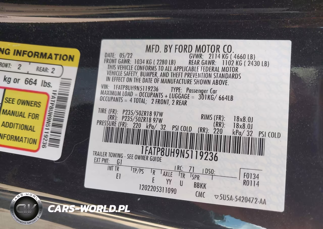 2022 Ford Mustang Ecoboost Premium VIN:1FATP8UH9N5119236 - 9
