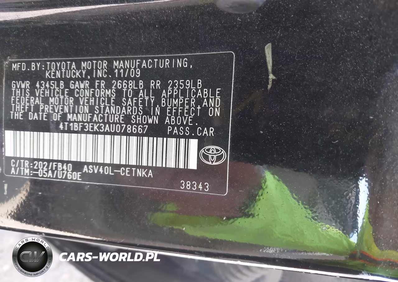2010 Toyota Camry Le VIN:4T1BF3EK3AU078667 - 9
