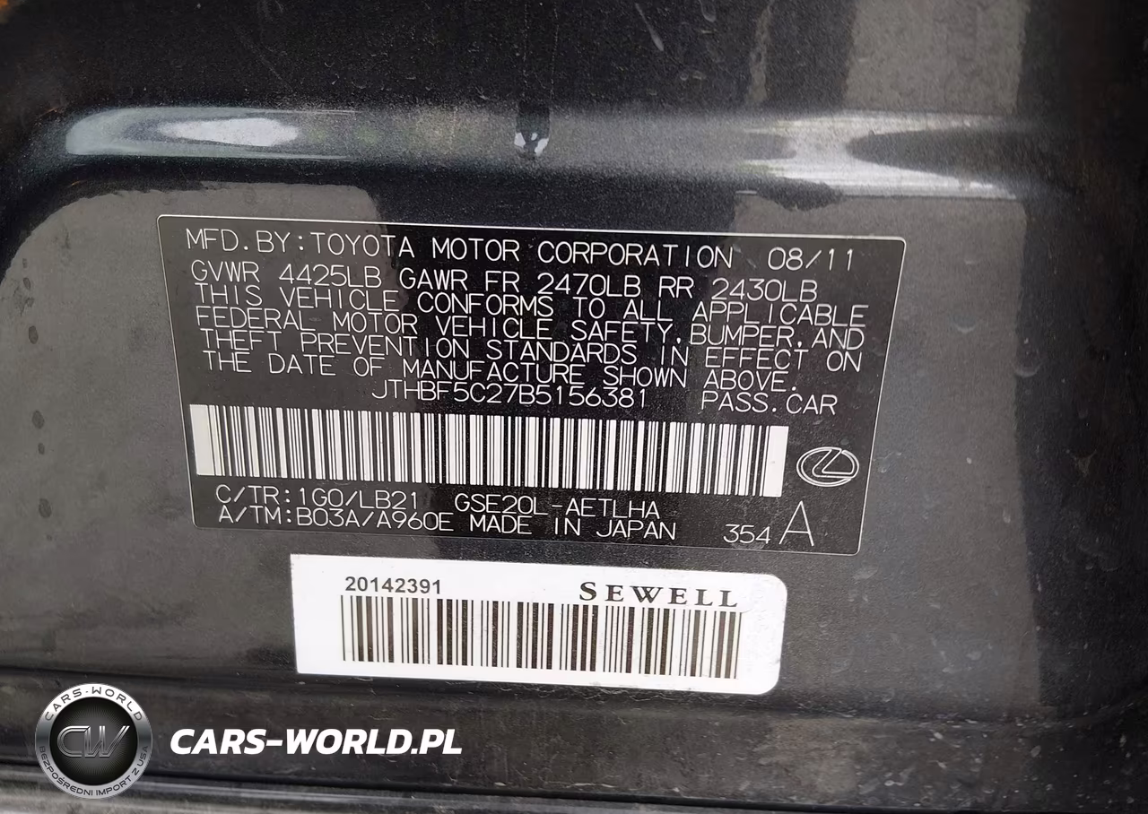 2011 Lexus Is 250 VIN:JTHBF5C27B5156381 - 9