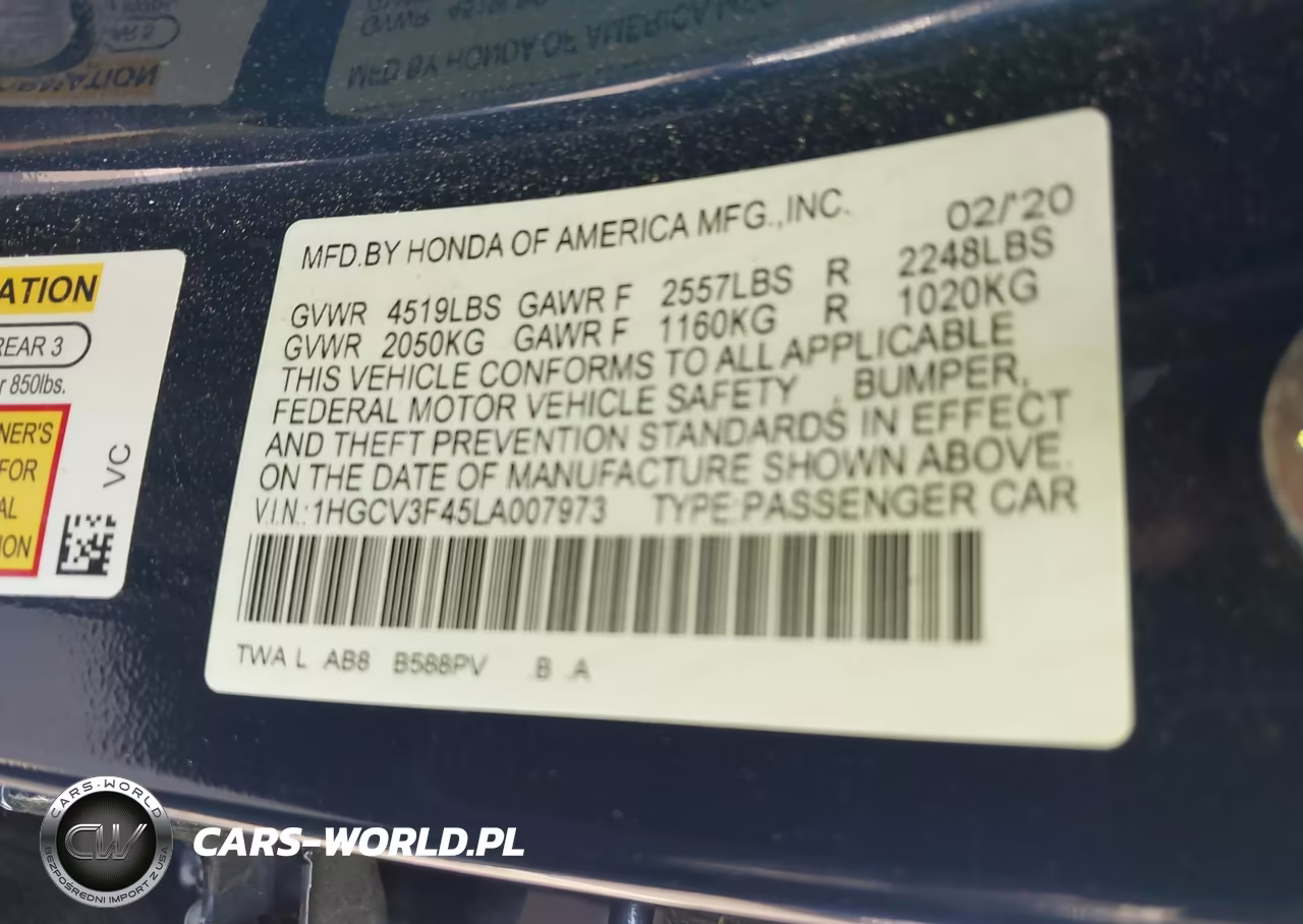 2020 Honda Accord Hybrid Ex VIN:1HGCV3F45LA007973 - 9
