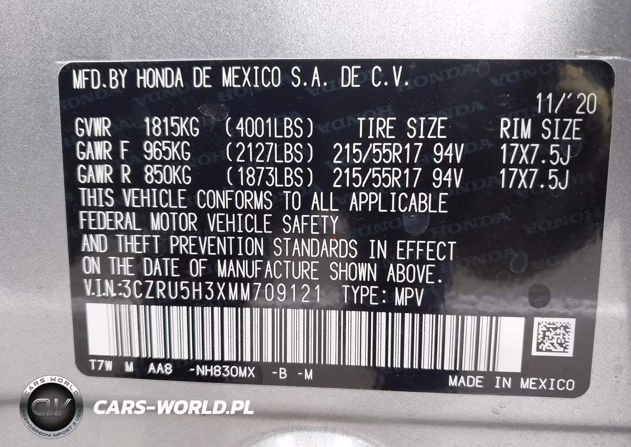 2021 Honda Hr-V 2Wd Lx VIN:3CZRU5H3XMM709121 - 9