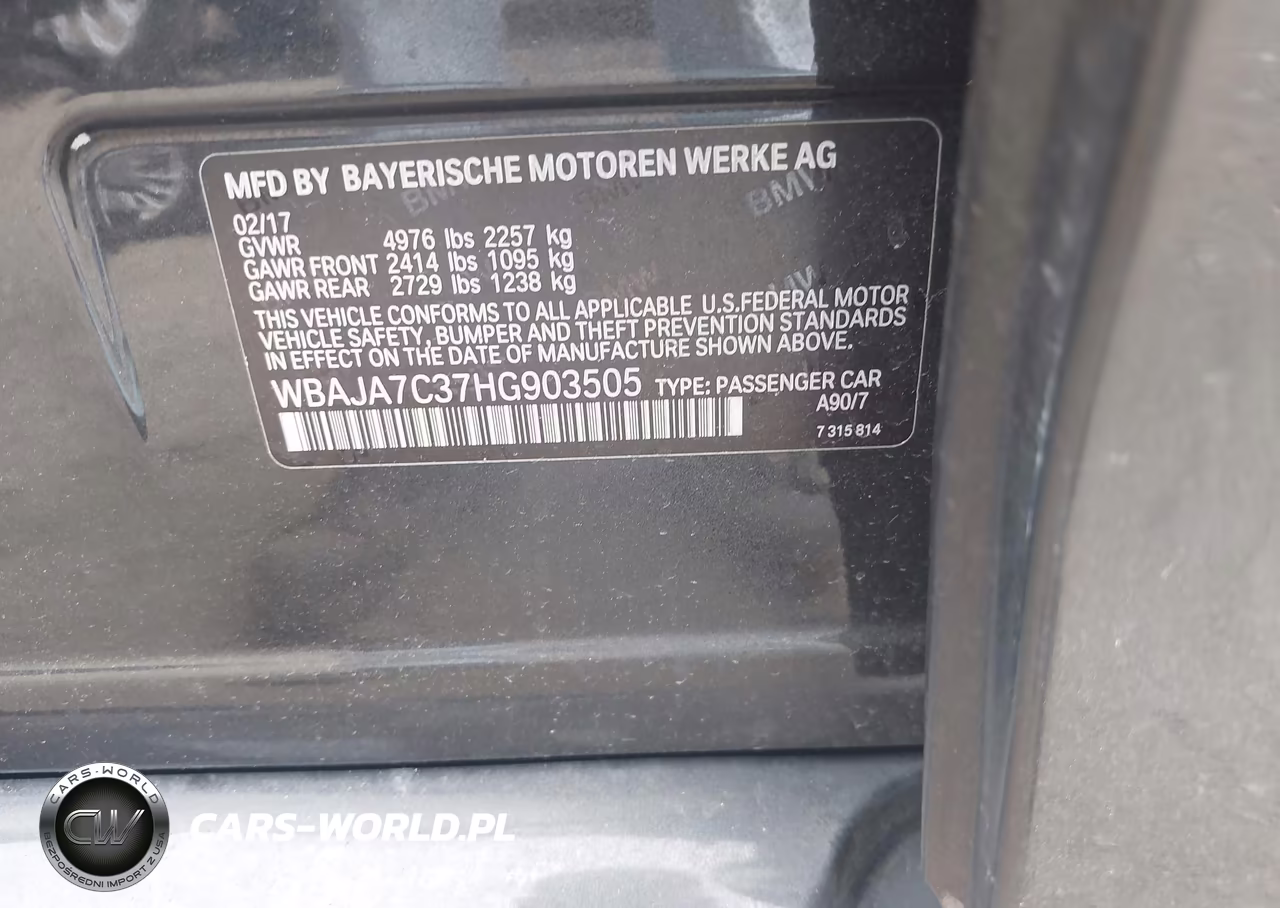 2017 BMW 530I xDrive VIN:WBAJA7C37HG903505 - 9