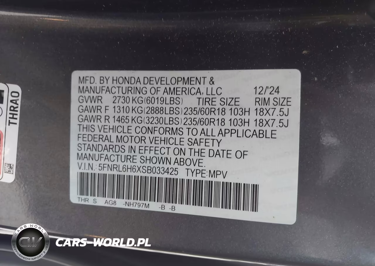 2025 Honda Odyssey Ex-L VIN:5FNRL6H6XSB033425 - 9
