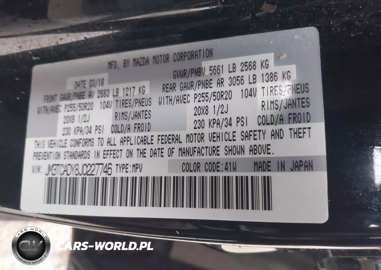 2018 Mazda Cx-9 Grand Touring VIN:JM3TCADY8J0227746 - 9