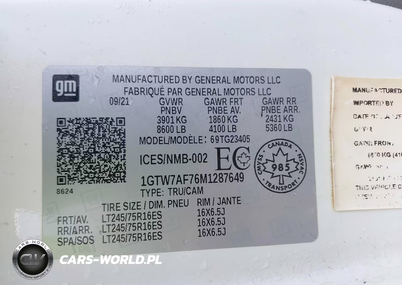 2021 GMC Savana 2500 Work Van VIN:1GTW7AF76M1287649 - 9