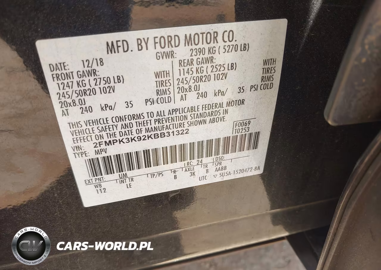 2019 Ford Edge Titanium VIN:2FMPK3K92KBB31322 - 9