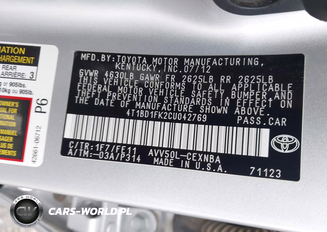 2012 Toyota Camry Hybrid Le VIN:4T1BD1FK2CU042769 - 9