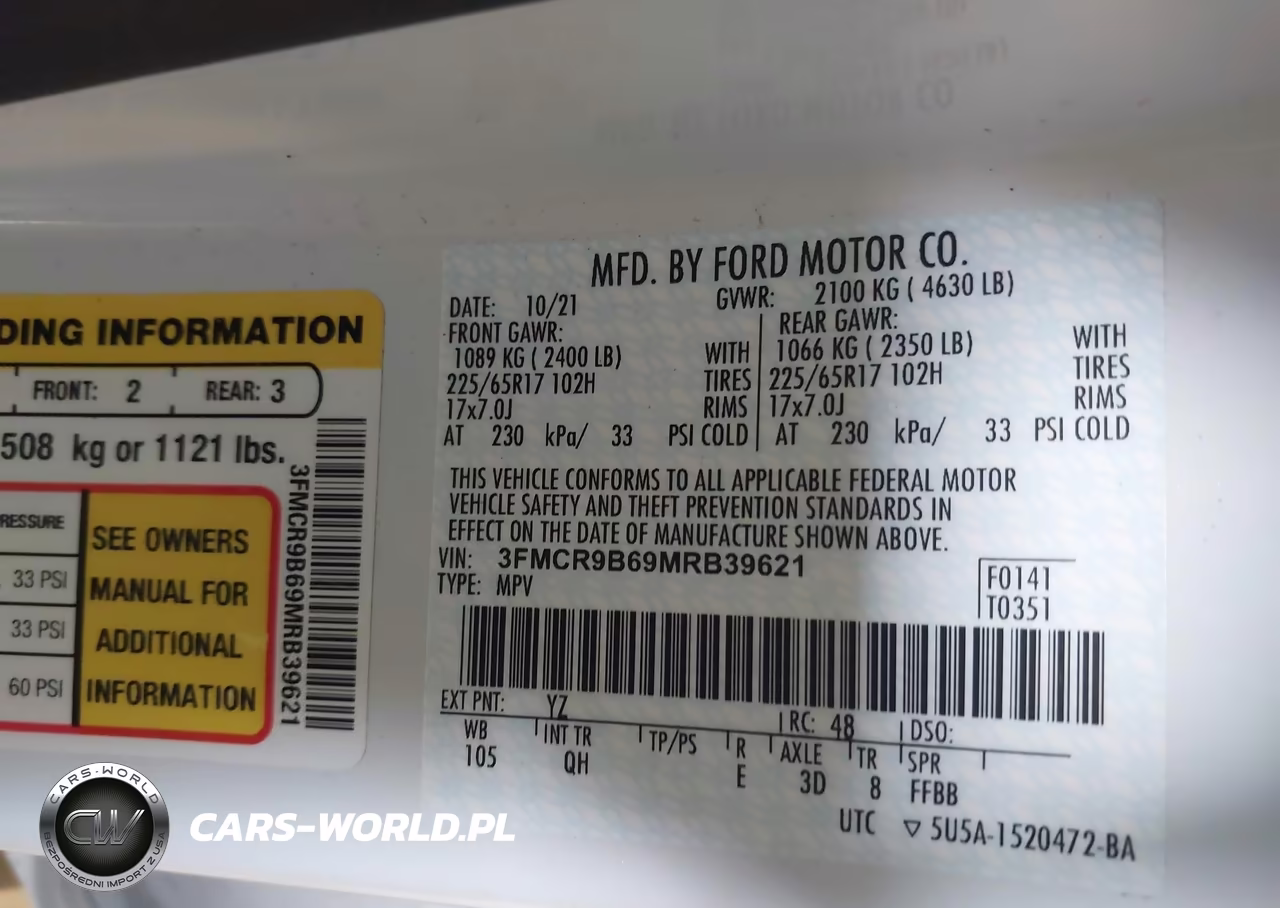 2021 Ford Bronco Sport Big Bend VIN:3FMCR9B69MRB39621 - 9