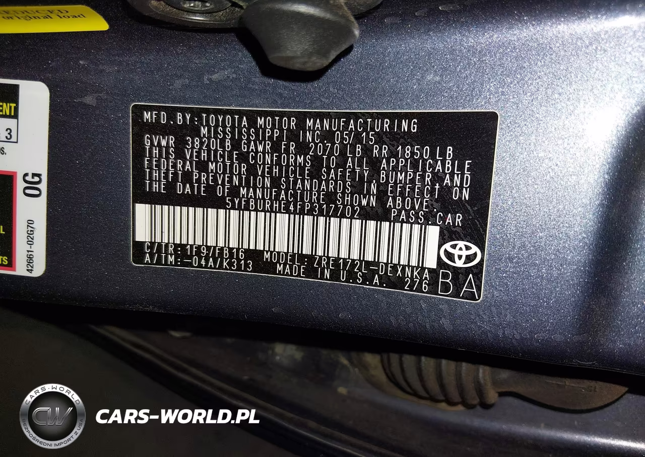 2015 Toyota Corolla Le VIN:5YFBURHE4FP317702 - 9