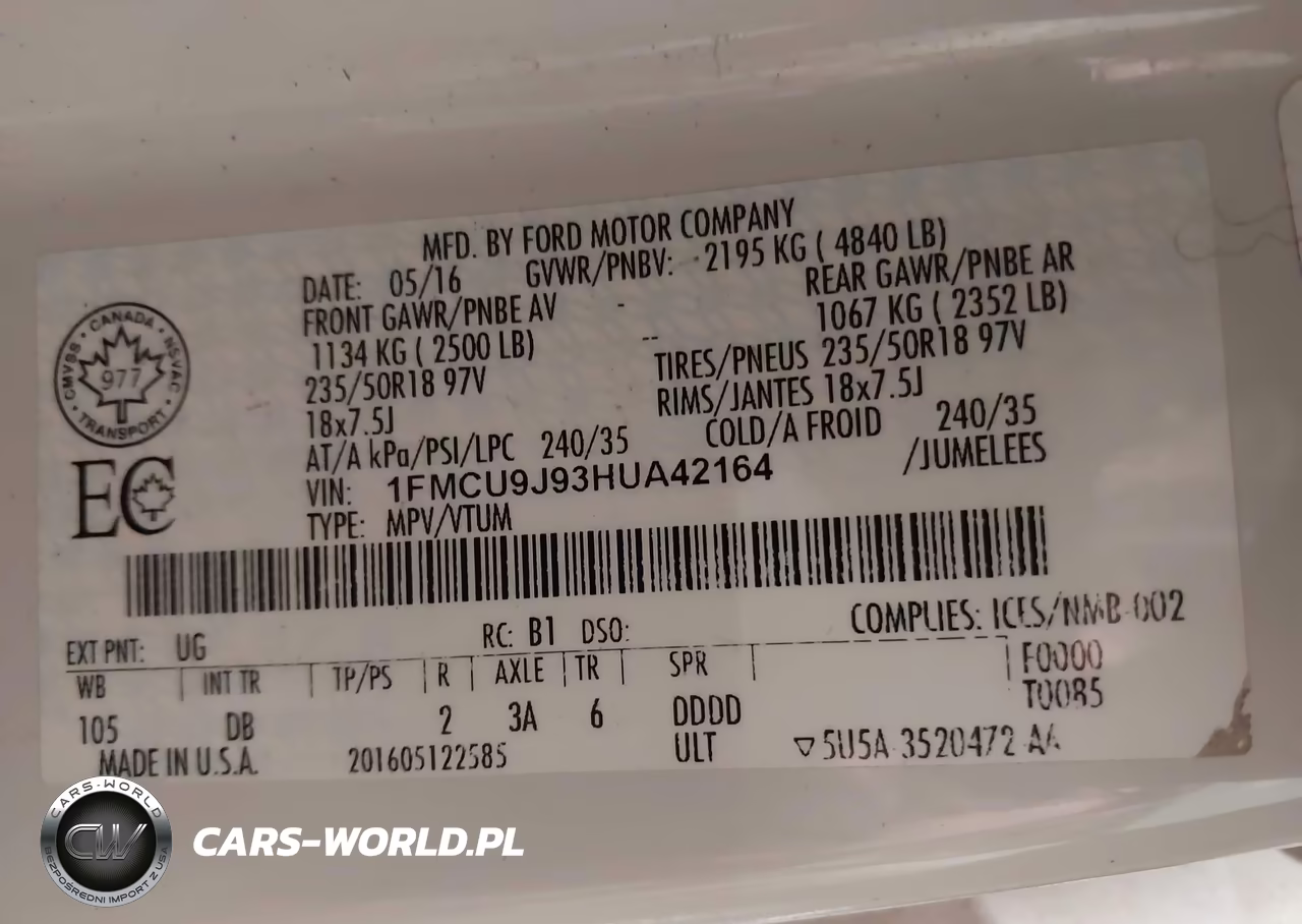 2017 Ford Escape Titanium VIN:1FMCU9J93HUA42164 - 9