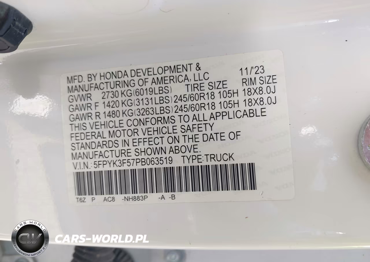 2023 Honda Ridgeline Rtl VIN:5FPYK3F57PB063519 - 9