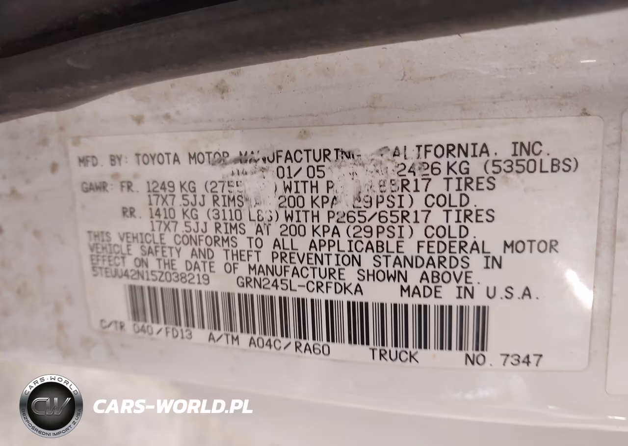 2005 Toyota Tacoma Base V6 VIN:5TEUU42N15Z038219 - 9