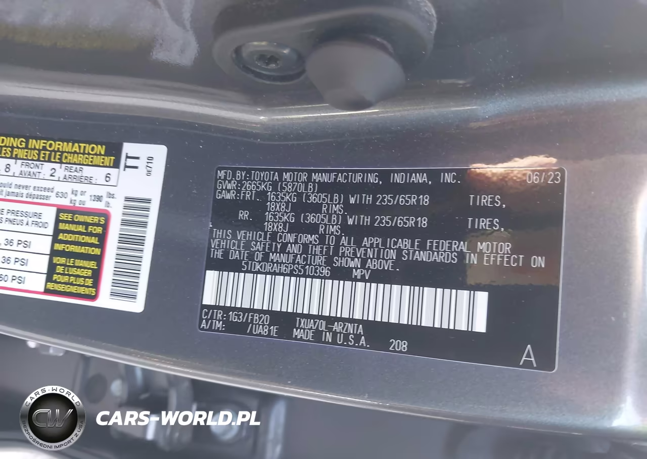 2023 Toyota Highlander Le VIN:5TDKDRAH6PS510396 - 9