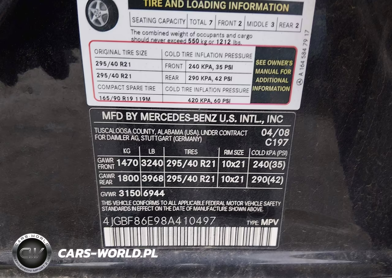 2008 Mercedes-Benz Gl 550 4Matic VIN:4JGBF86E98A410497 - 9