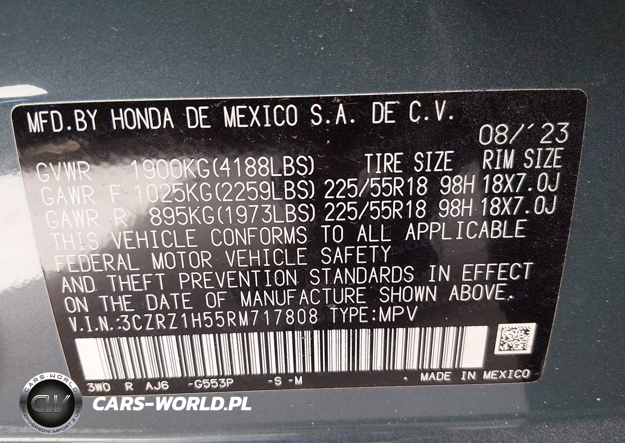 2024 Honda Hr-V 2Wd Sport-2Wd Sport W-O Bsi VIN:3CZRZ1H55RM717808 - 9
