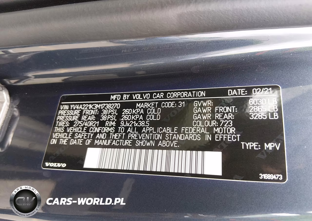 2021 Volvo Xc90 T6 Momentum 6 Passenger VIN:YV4A221K3M1738270 - 9