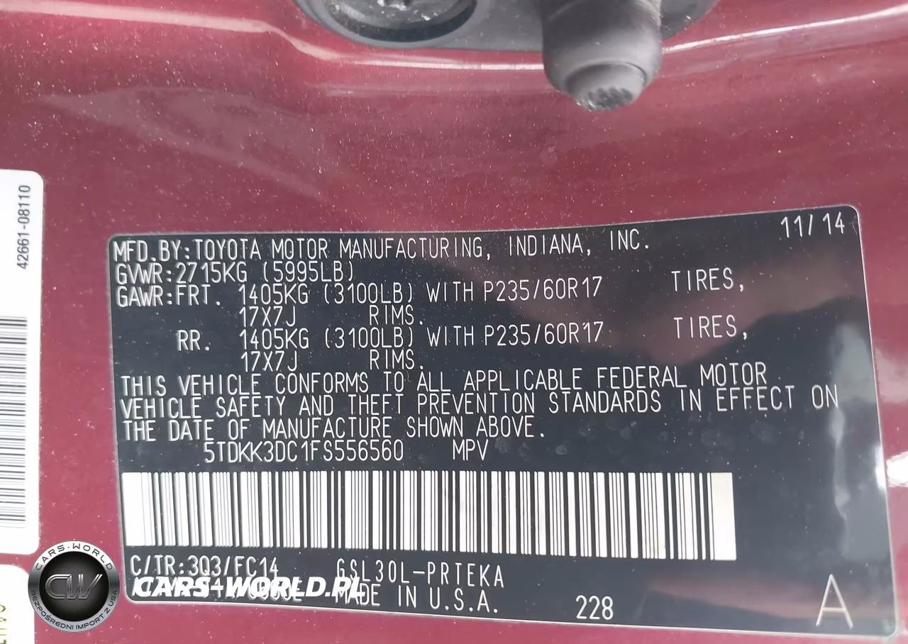 2015 Toyota Sienna Le 8 Passenger VIN:5TDKK3DC1FS556560 - 9
