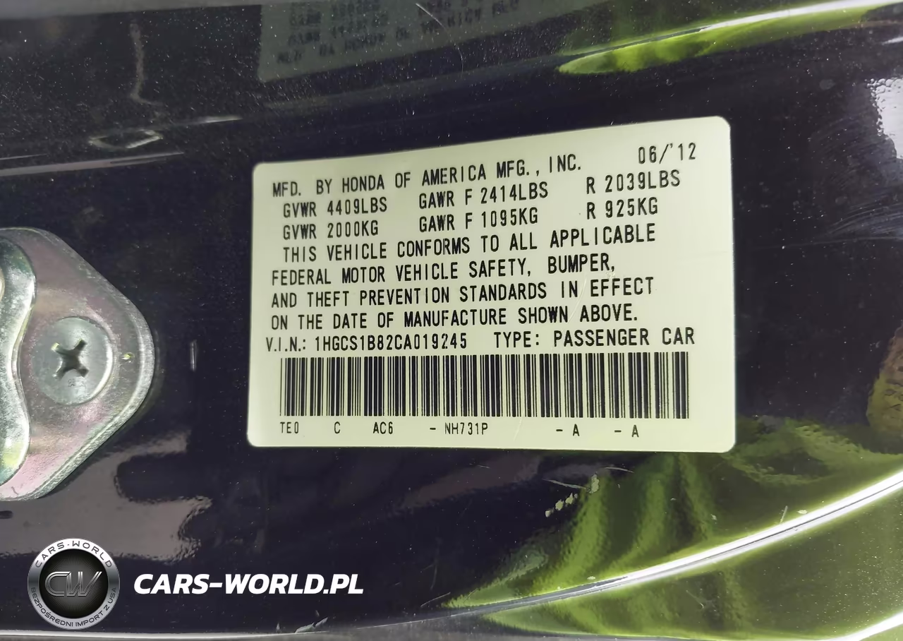 2012 Honda Accord 2.4 Ex-L VIN:1HGCS1B82CA019245 - 9