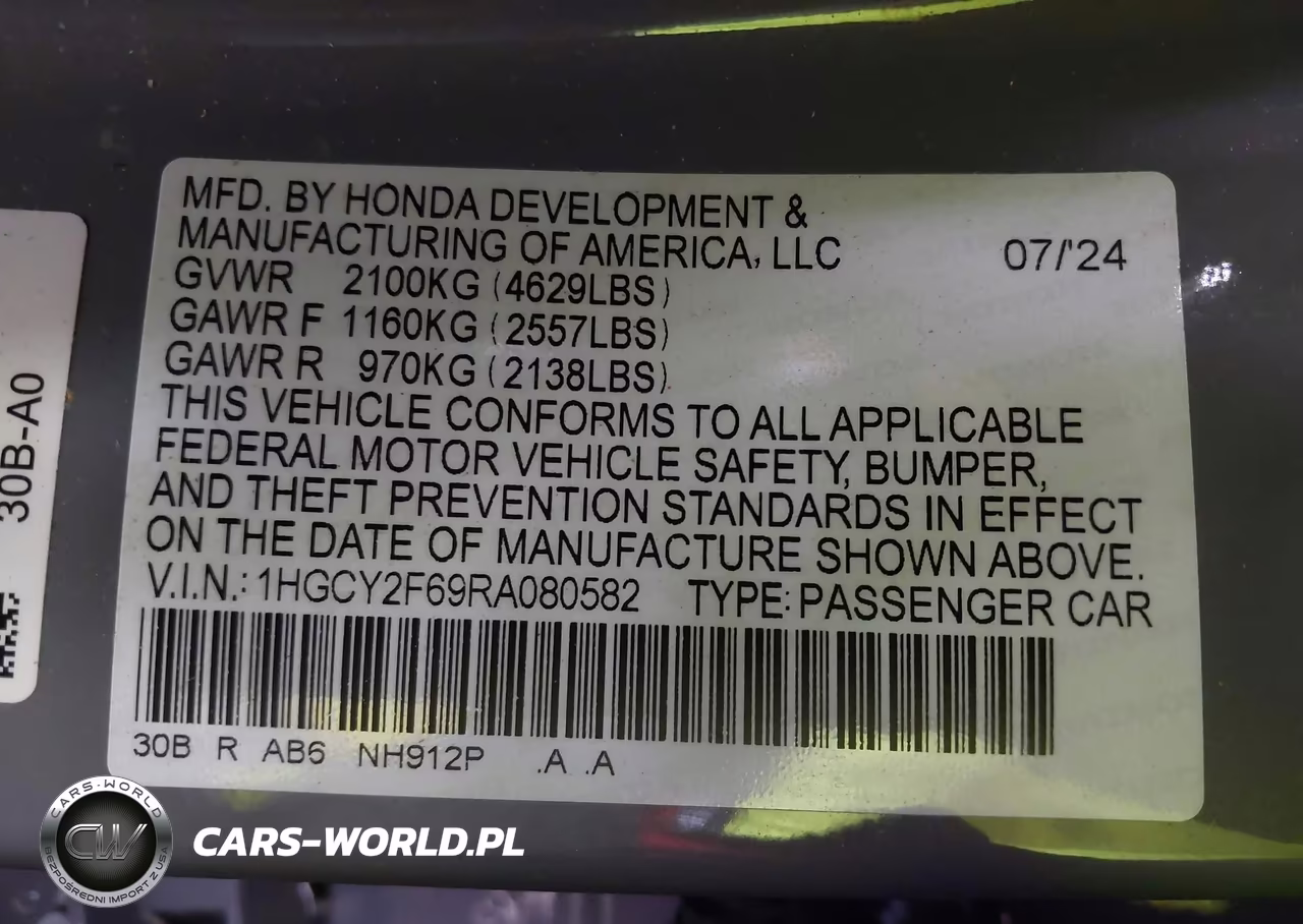 2024 Honda Accord Hybrid Ex-L VIN:1HGCY2F69RA080582 - 9