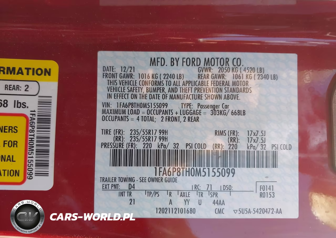 2021 Ford Mustang Ecoboost Fastback VIN:1FA6P8TH0M5155099 - 9