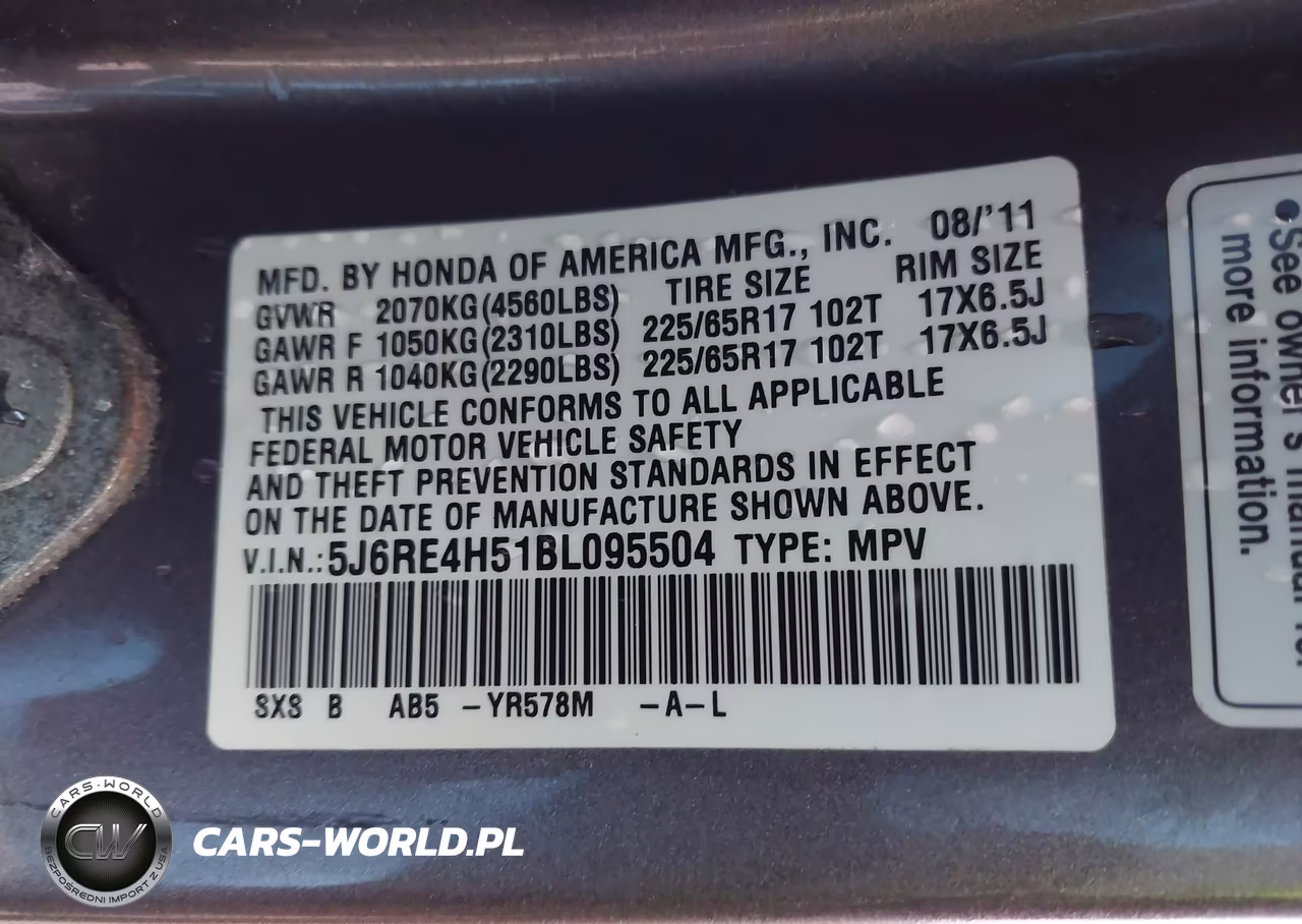 2011 Honda Cr-V Ex VIN:5J6RE4H51BL095504 - 9