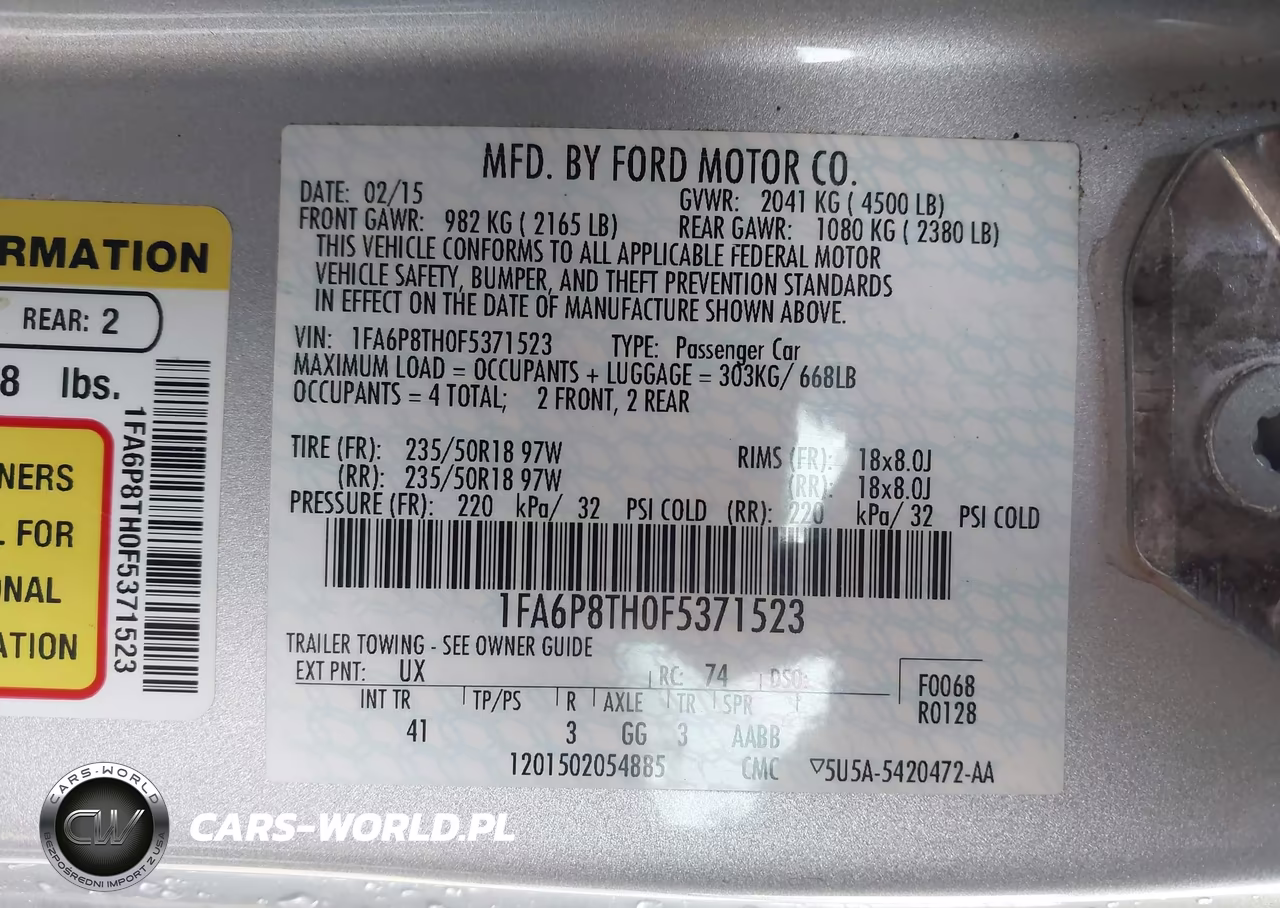 2015 Ford Mustang Ecoboost VIN:1FA6P8TH0F5371523 - 9