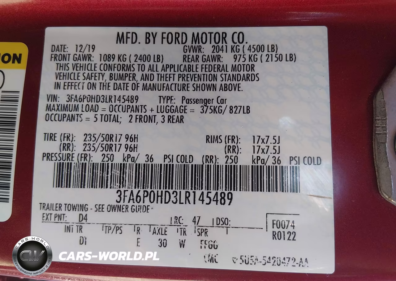 2020 Ford Fusion Se VIN:3FA6P0HD3LR145489 - 9