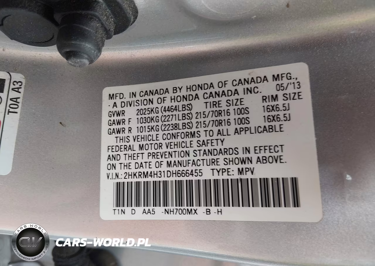 2013 Honda Cr-V Lx VIN:2HKRM4H31DH666455 - 9