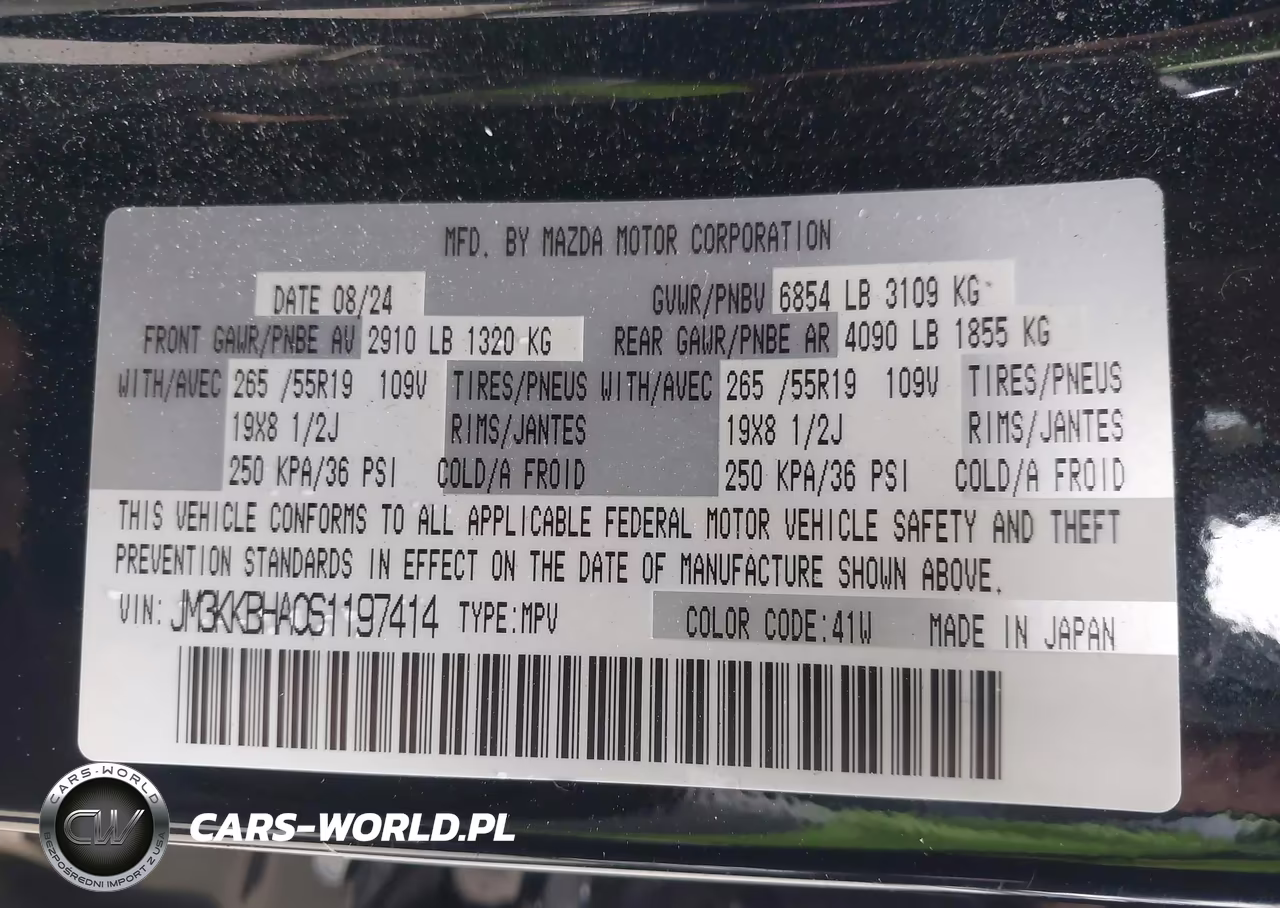 2025 Mazda Cx-90 Phev Preferred Package VIN:JM3KKBHA0S1197414 - 9