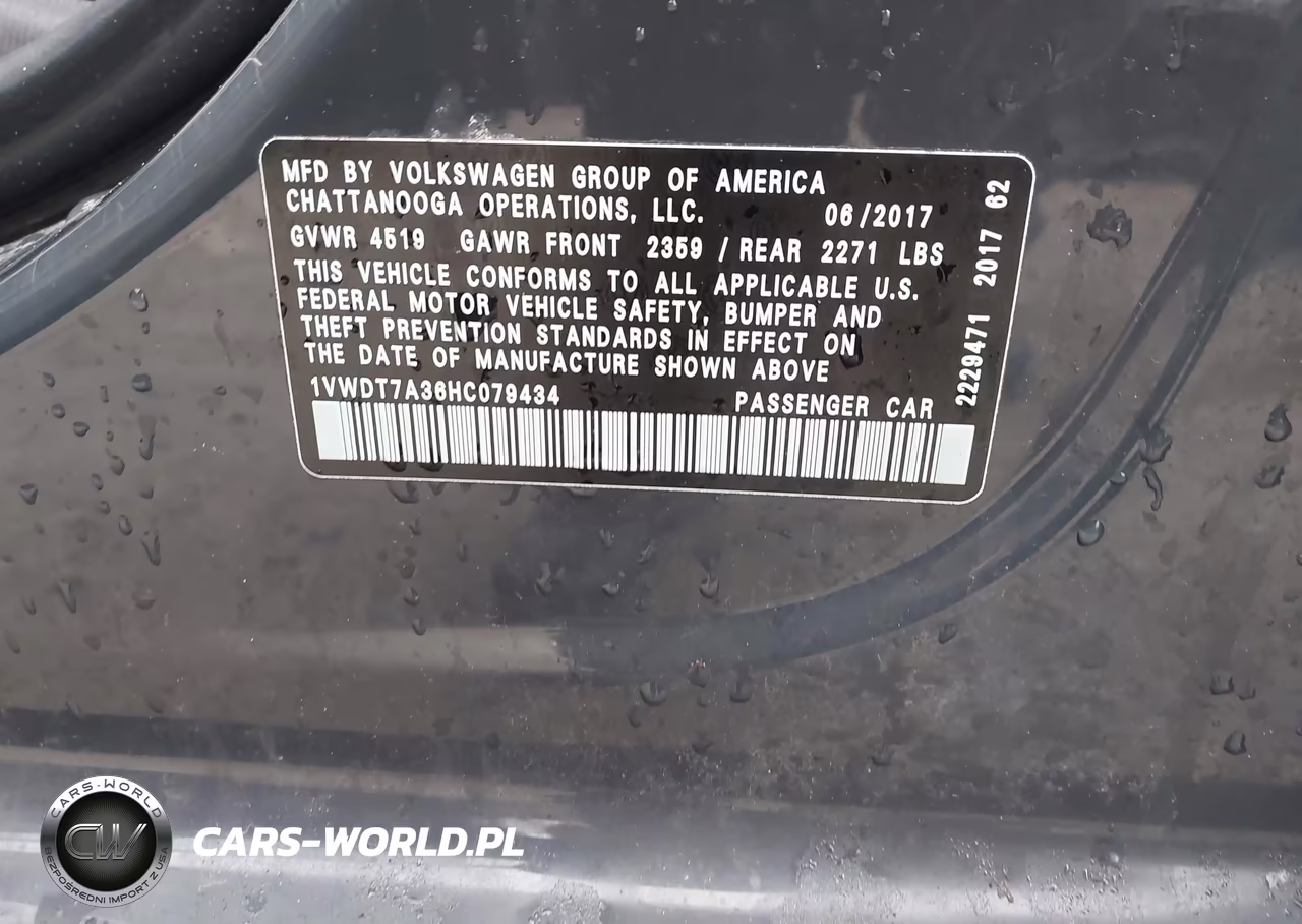 2017 Volkswagen Passat 1.8T R-Line VIN:1VWDT7A36HC079434 - 9
