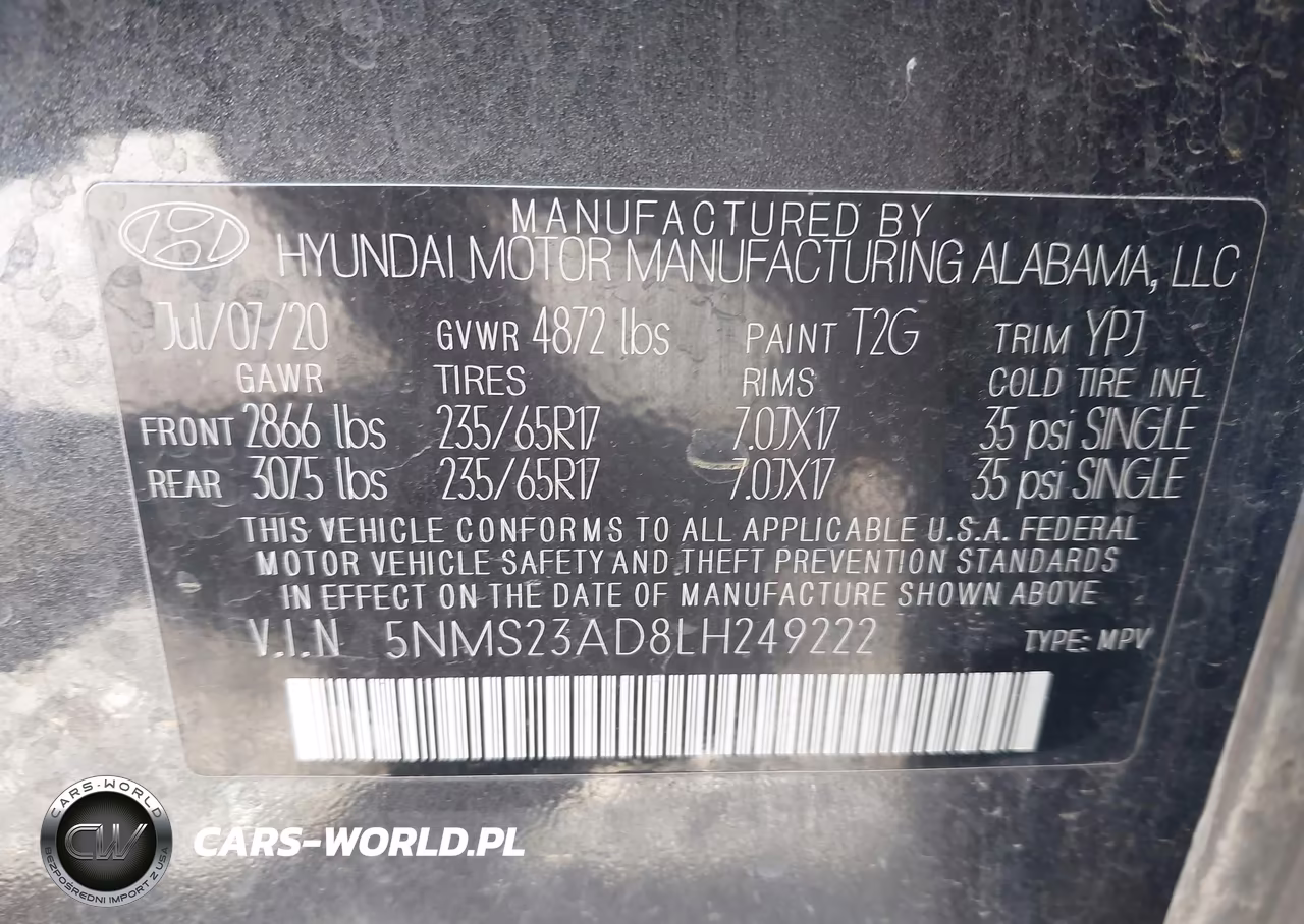 2020 Hyundai Santa Fe Se VIN:5NMS23AD8LH249222 - 9