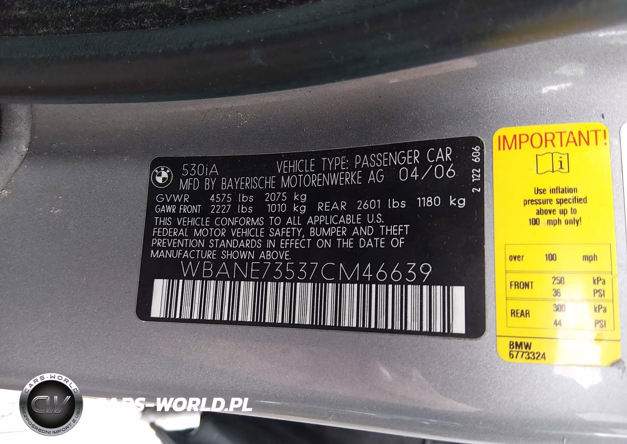 2007 BMW 530I VIN:WBANE73537CM46639 - 9